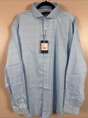 Stone Rose Pale Blue Windowpane Dress Shirt